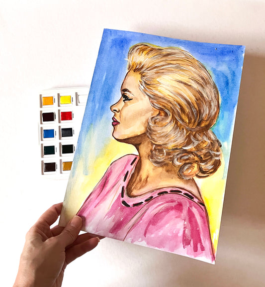 Jayne Mansfield, ORIGINAL Watercolor Painting, Artwork by Svetlana Pelin