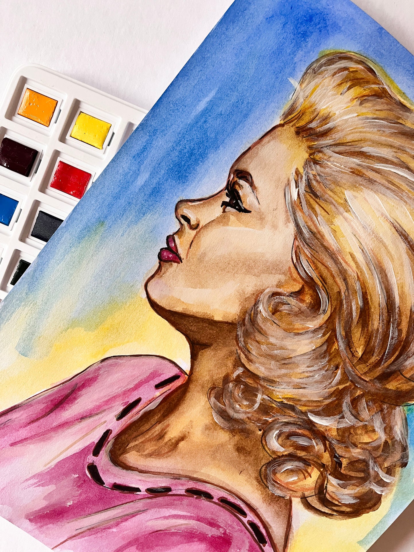Jayne Mansfield, ORIGINAL Watercolor Painting, Artwork by Svetlana Pelin