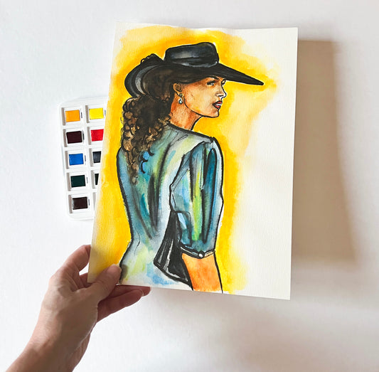 Julia Roberts, Pretty Woman, Rodeo drive, ORIGINAL Watercolor Painting, Artwork by Svetlana Pelin