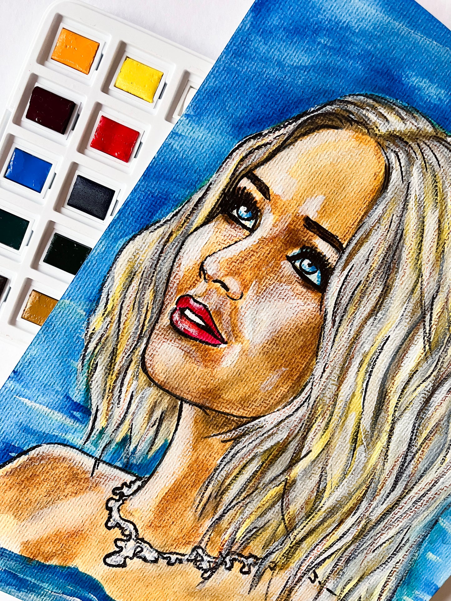 Jennifer Lawrence, ORIGINAL Watercolor Painting, Artwork by Svetlana Pelin