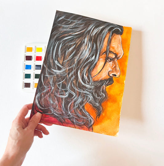 Jason Momoa, JM, ORIGINAL Watercolor Painting, Artwork by Svetlana Pelin
