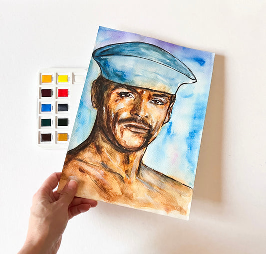 Jack Nicholson, The Last Detail, ORIGINAL Watercolor Painting, Artwork by Svetlana Pelin