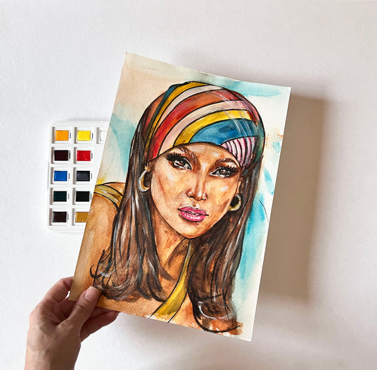 Jennifer Lopez, ORIGINAL Watercolor Painting, Artwork by Svetlana Pelin