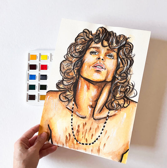 Jim Morrison, ORIGINAL Watercolor Painting, Artwork by Svetlana Pelin