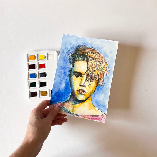 Justin Bieber, ORIGINAL Watercolor Painting, Artwork by Svetlana Pelin