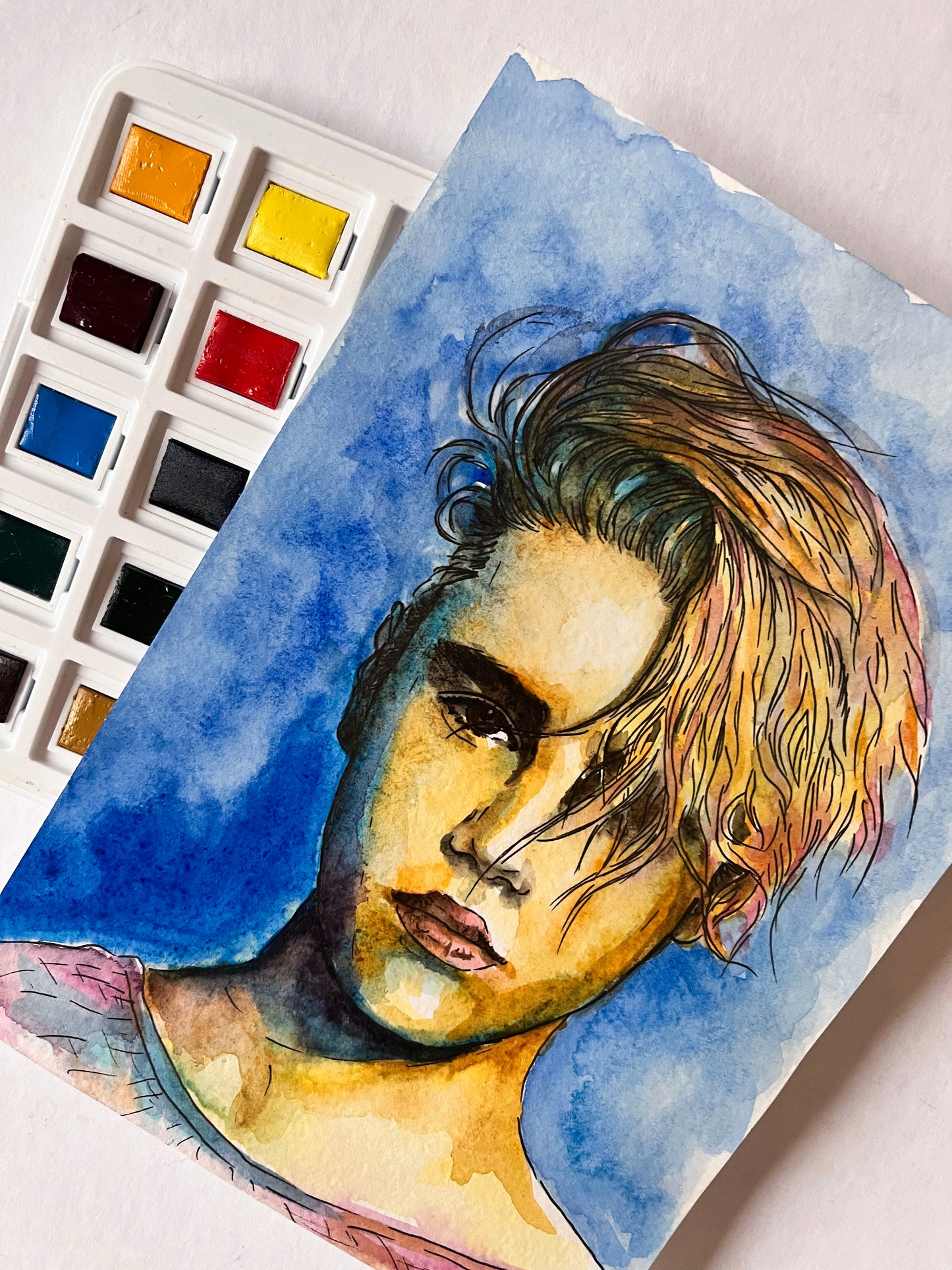 Justin Bieber, ORIGINAL Watercolor Painting, Artwork by Svetlana Pelin