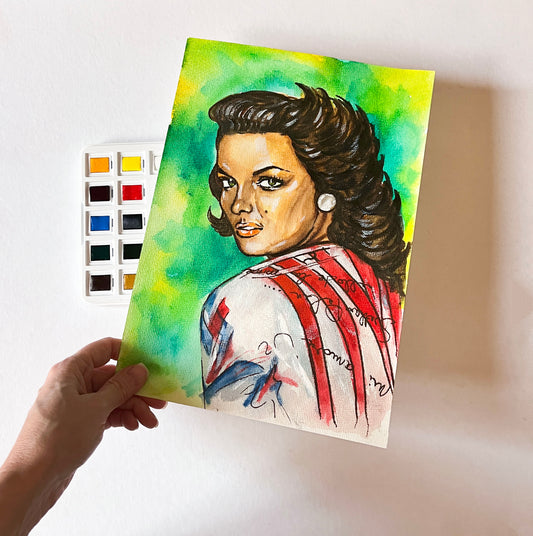 Jane Russell, ORIGINAL Watercolor Painting, Artwork by Svetlana Pelin
