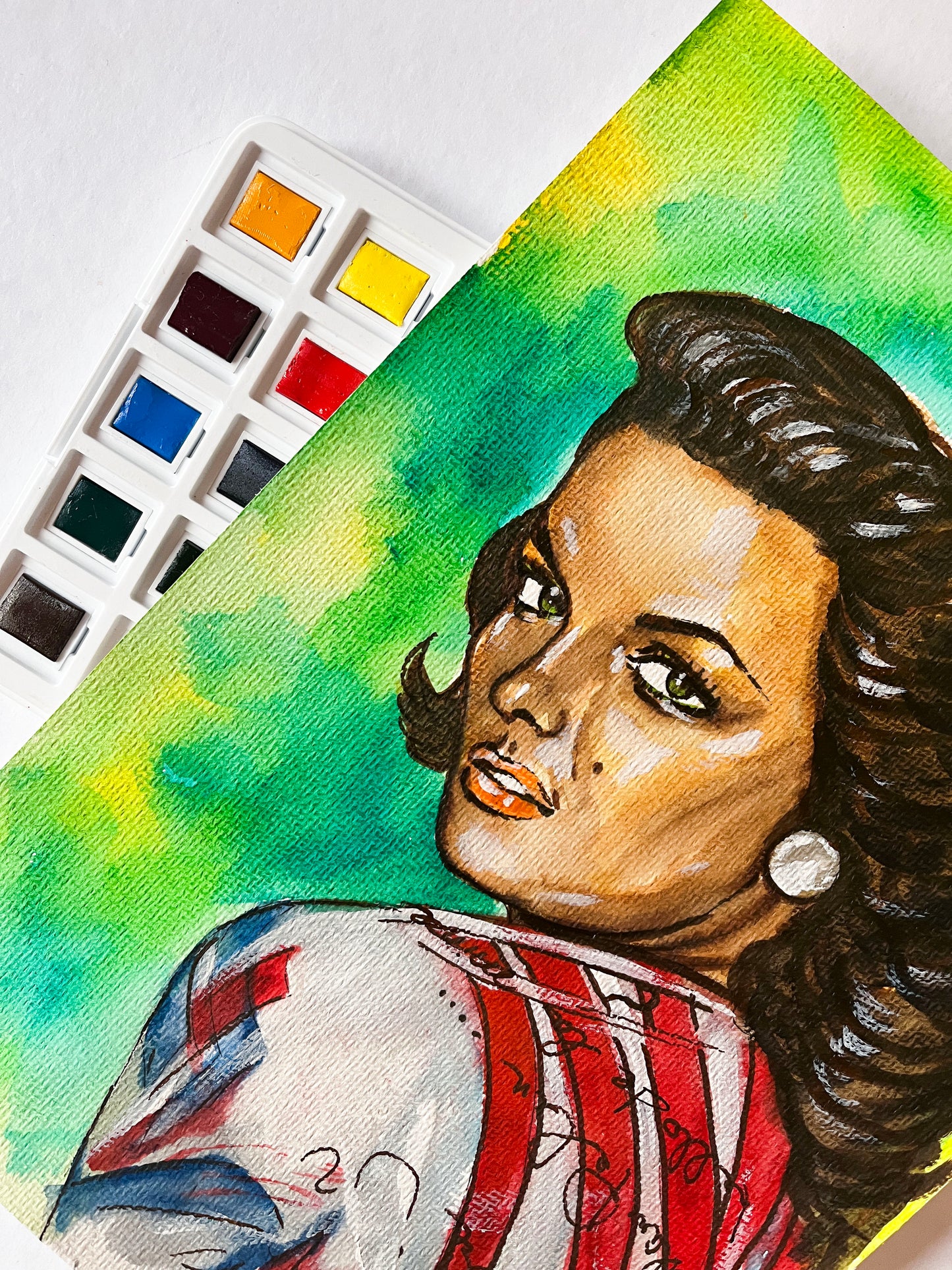 Jane Russell, ORIGINAL Watercolor Painting, Artwork by Svetlana Pelin