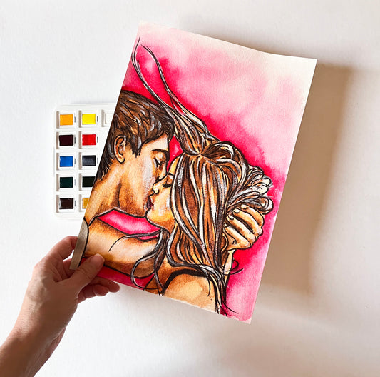 Josephine Langford, Hero Fiennes Tiffin, ORIGINAL Watercolor Painting, Artwork by Svetlana Pelin