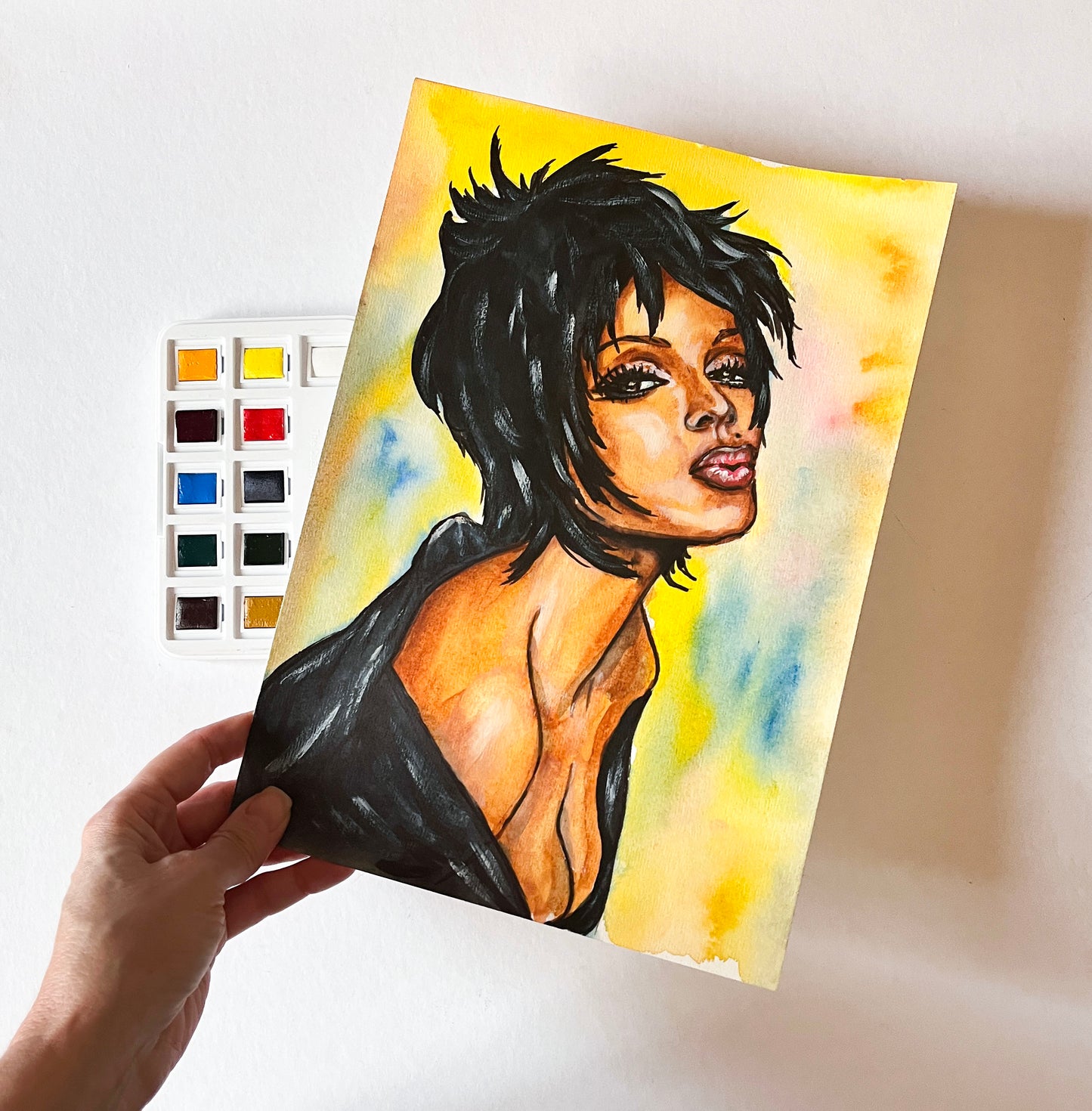 Janet Jackson, ORIGINAL Watercolor Painting, Artwork by Svetlana Pelin