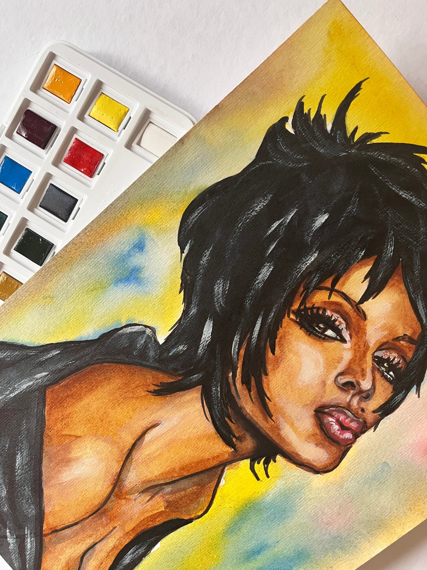 Janet Jackson, ORIGINAL Watercolor Painting, Artwork by Svetlana Pelin