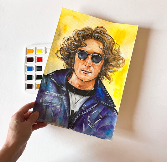 John Lennon, TB, ORIGINAL Watercolor Painting, Artwork by Svetlana Pelin