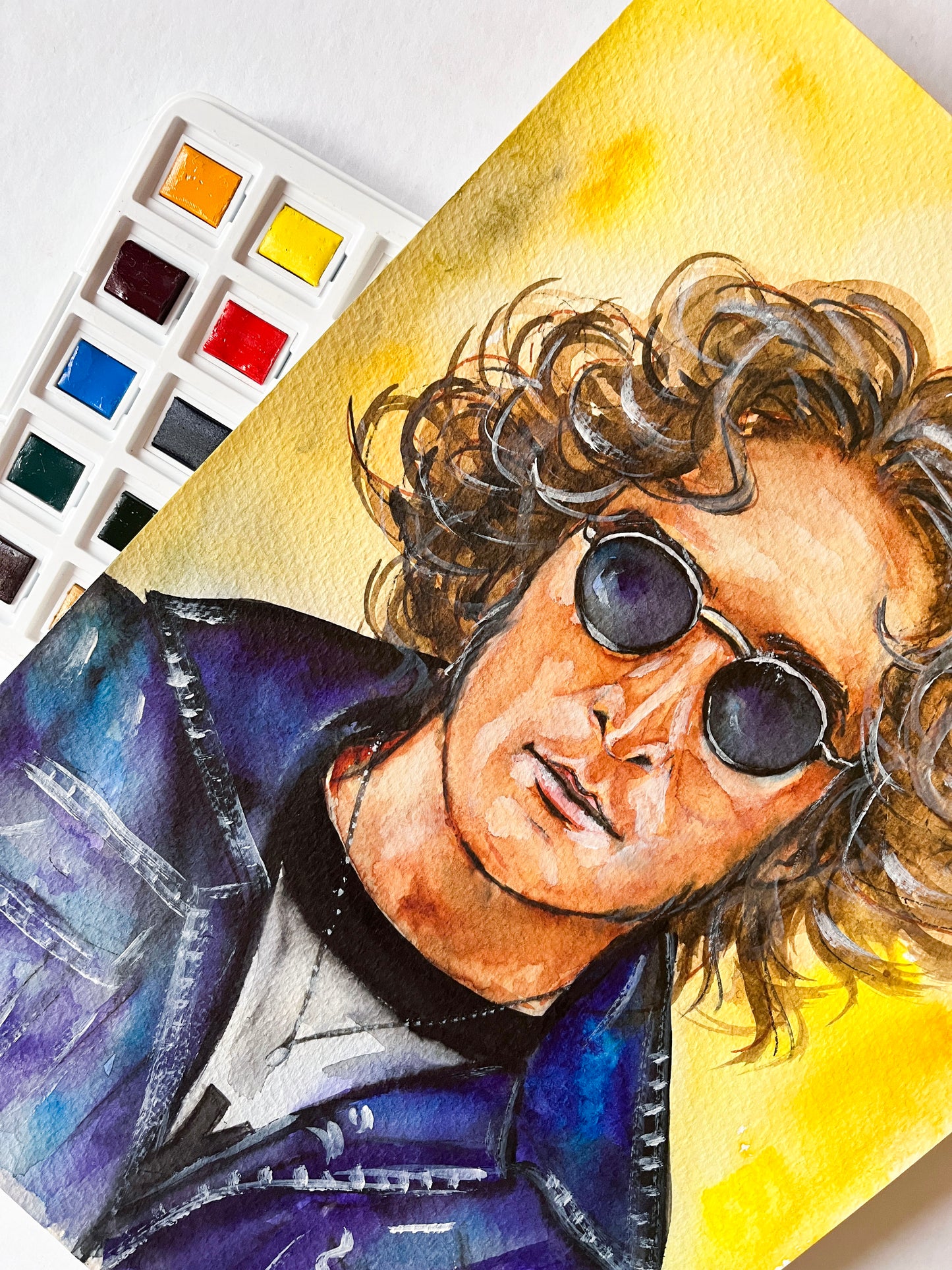 John Lennon, TB, ORIGINAL Watercolor Painting, Artwork by Svetlana Pelin