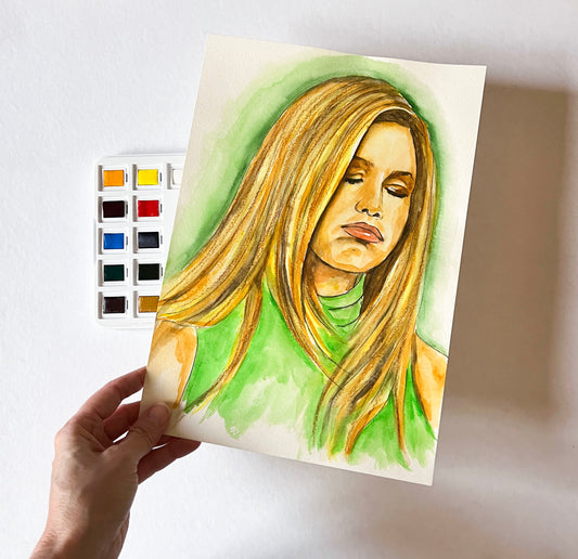 Jennifer Aniston, Rachel Green, Friends, ORIGINAL Watercolor Painting, Artwork by Svetlana Pelin
