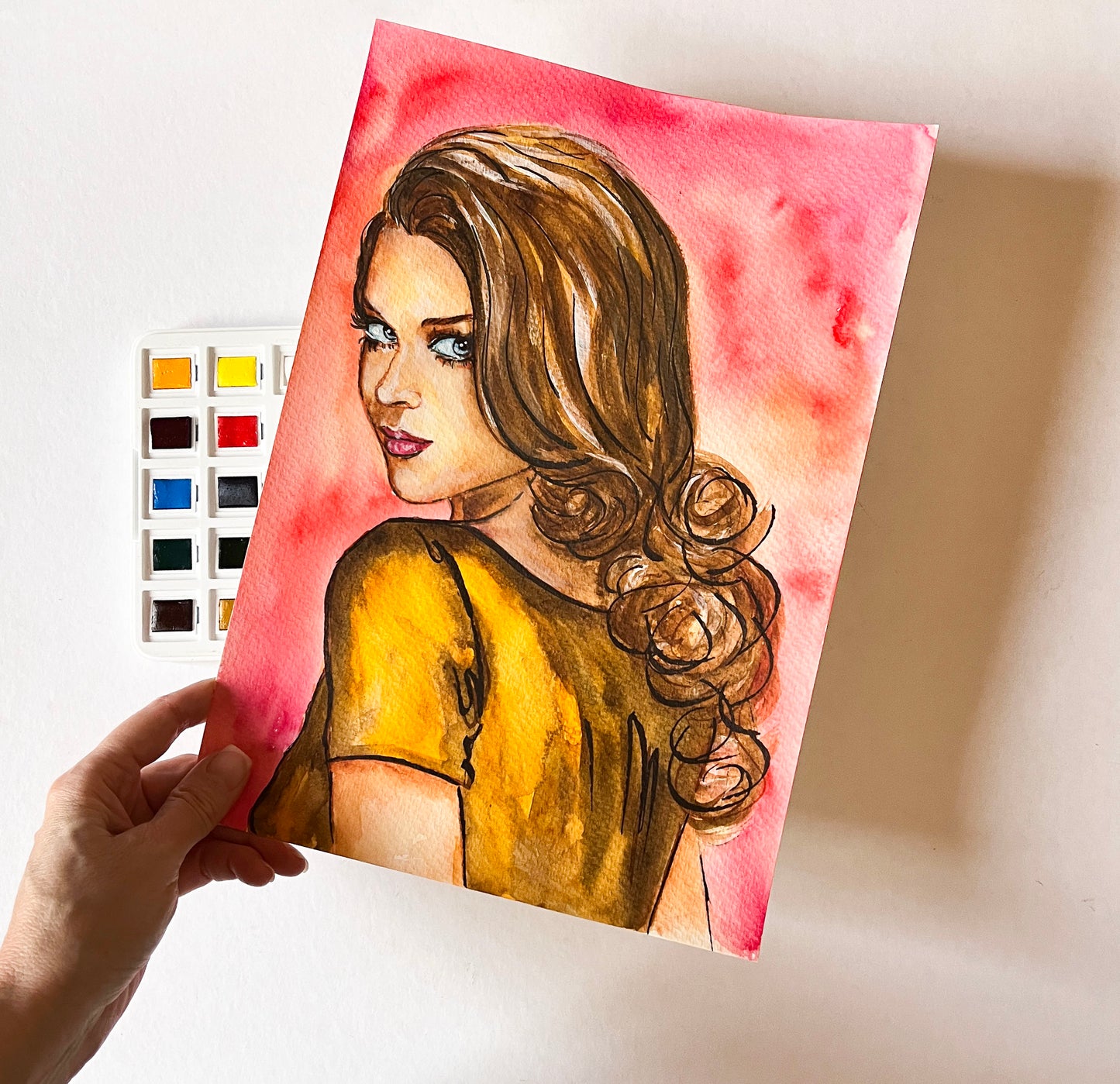 Jane Fonda, ORIGINAL Watercolor Painting, Artwork by Svetlana Pelin