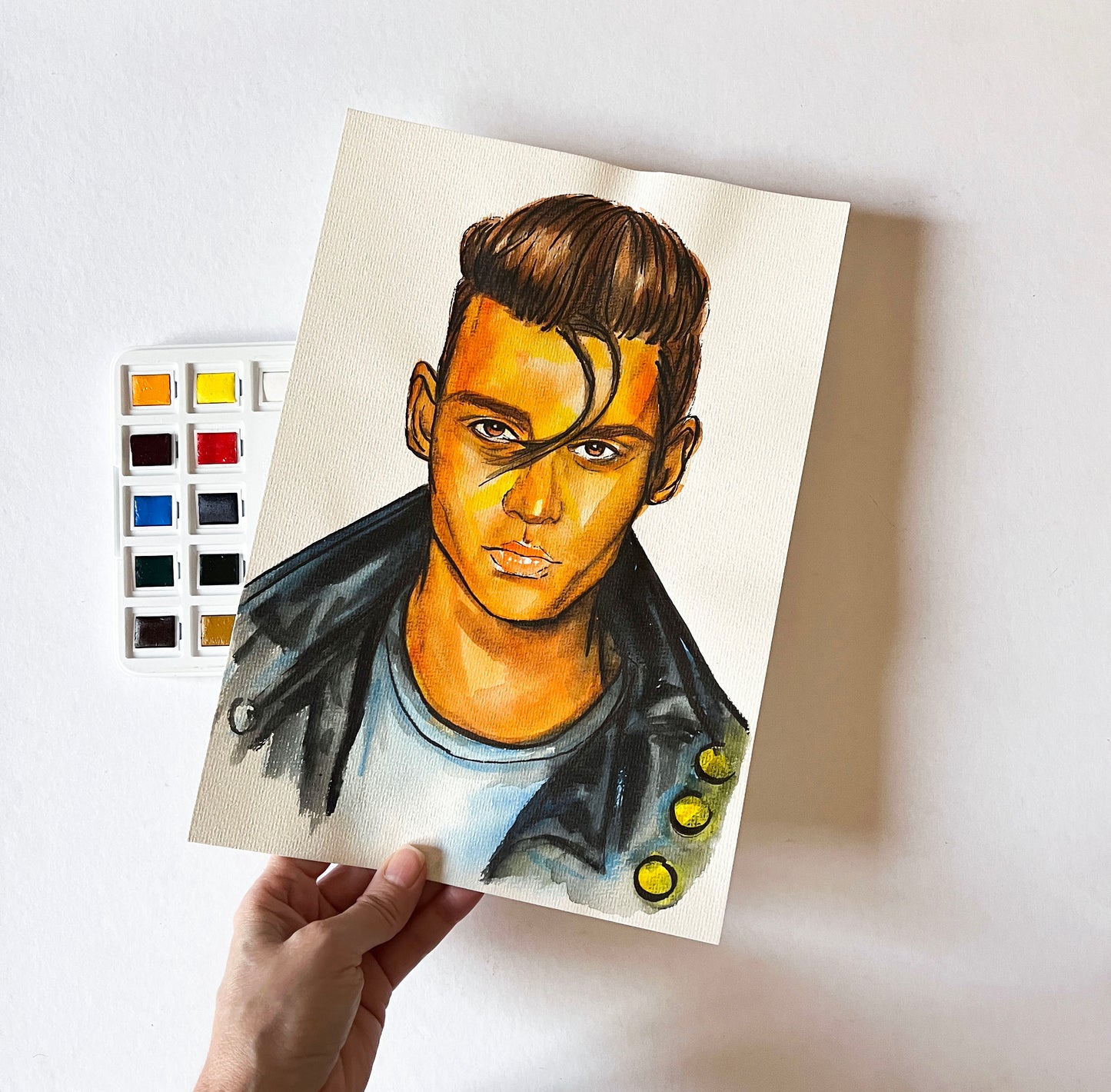 Johnny Depp, Cry-Baby, ORIGINAL Watercolor Painting, Artwork by Svetlana Pelin