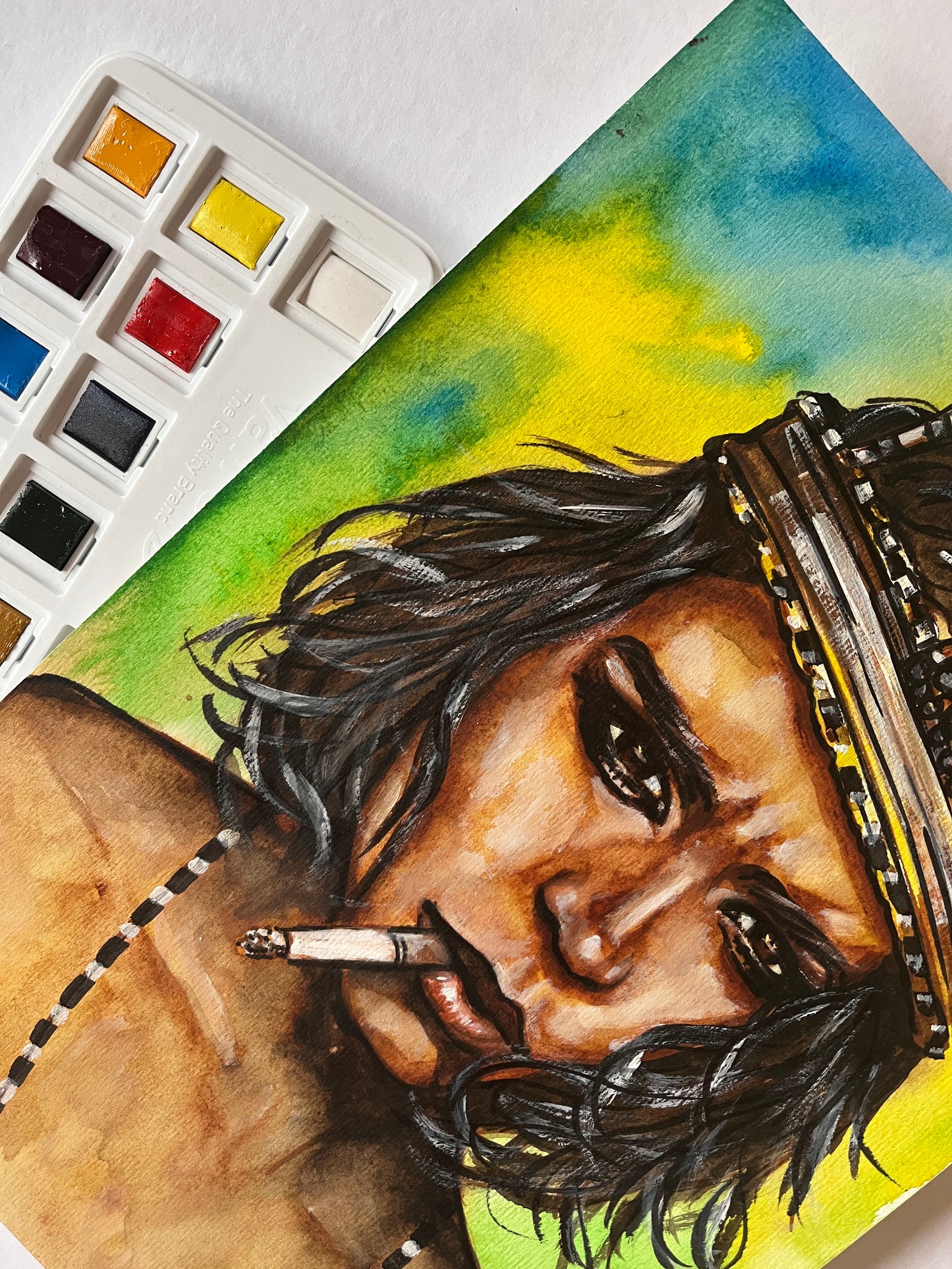 Johnny Depp, Crown, ORIGINAL Watercolor Painting, Artwork by Svetlana Pelin