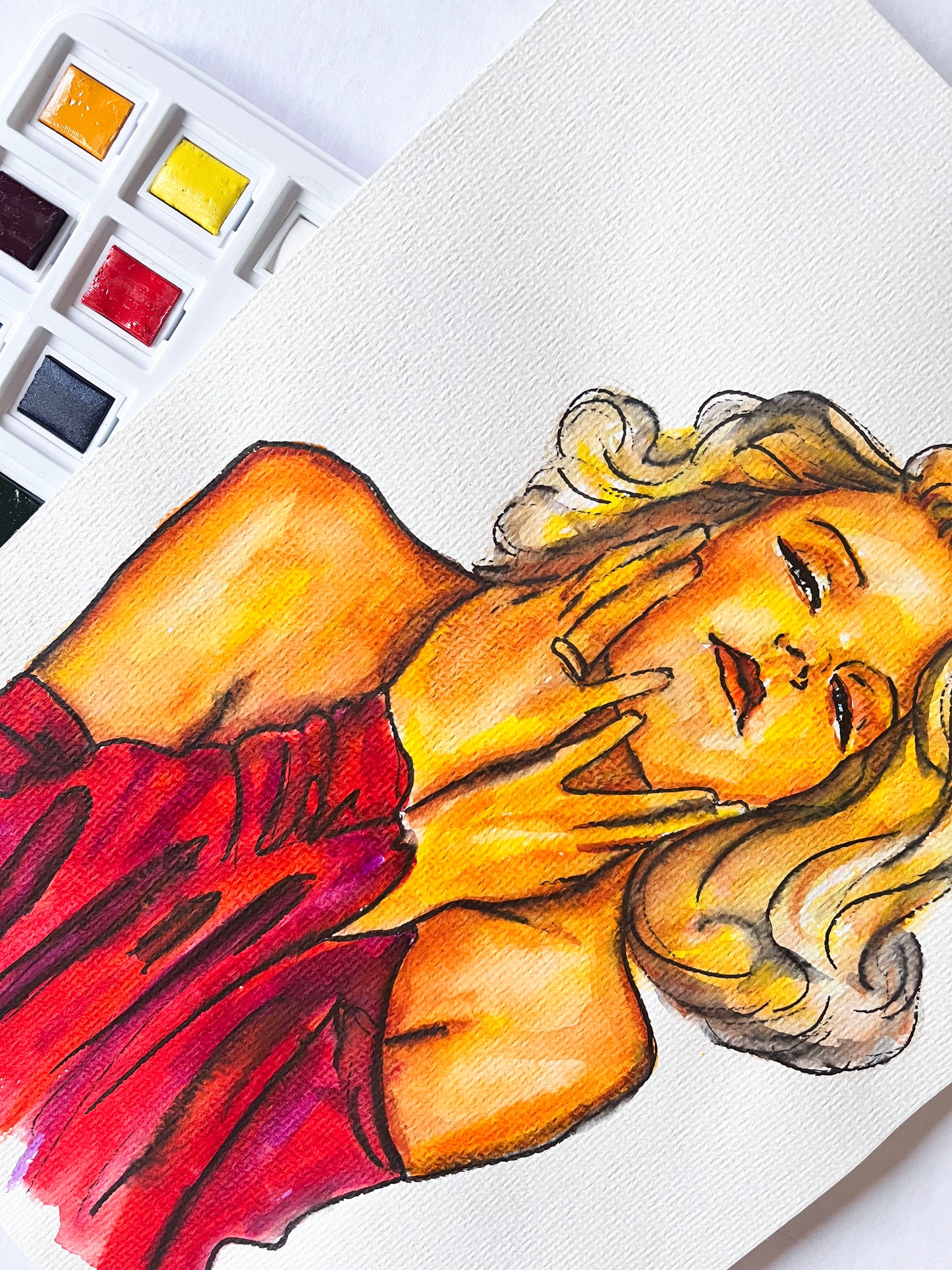 Jean Harlow, ORIGINAL Watercolor Painting, Artwork by Svetlana Pelin
