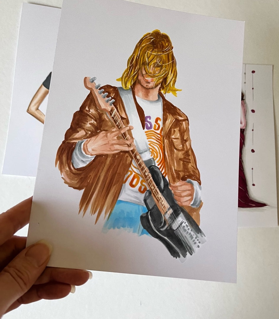 Kurt Cobain, ORIGINAL Marker Drawing, Artwork by Svetlana Pelin