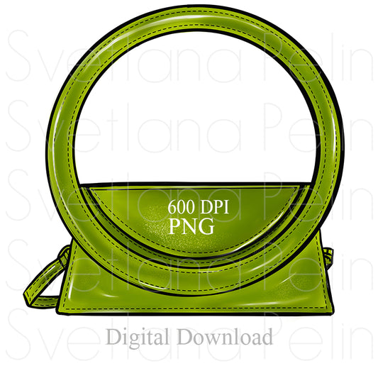 Green Handbag, Luxury Bag, Digital Sticker, PNG, INSTANT Download