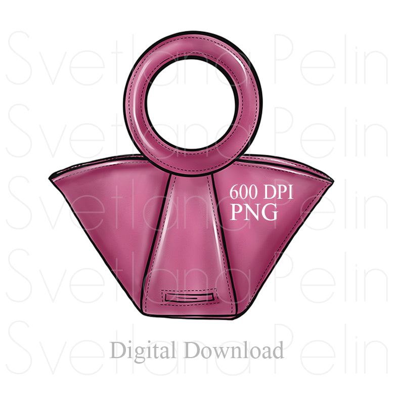 Pink Handbag, Luxury Bag, Digital Sticker, PNG, INSTANT Download