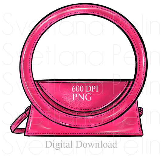 Pink Handbag, Luxury Bag,Digital Sticker, PNG, INSTANT Download