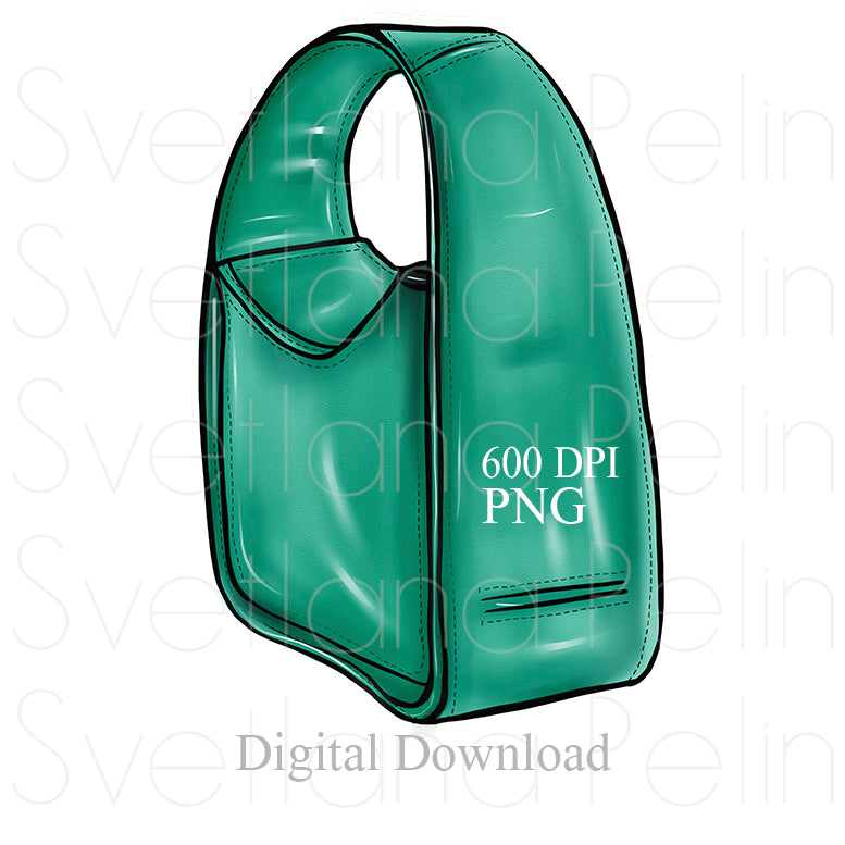 Green Handbag, Digital Sticker, PNG, INSTANT Download