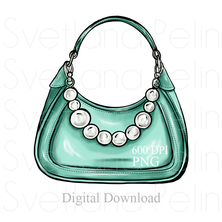 Green Handbag, Luxury Bag, Digital Sticker, PNG, INSTANT Download