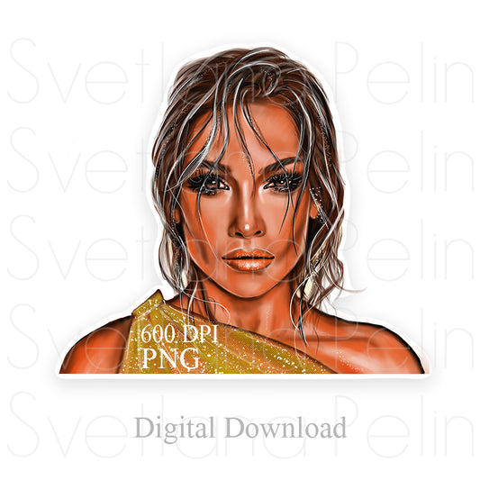 Jennifer Lopez, Digital Sticker, PNG, INSTANT Download