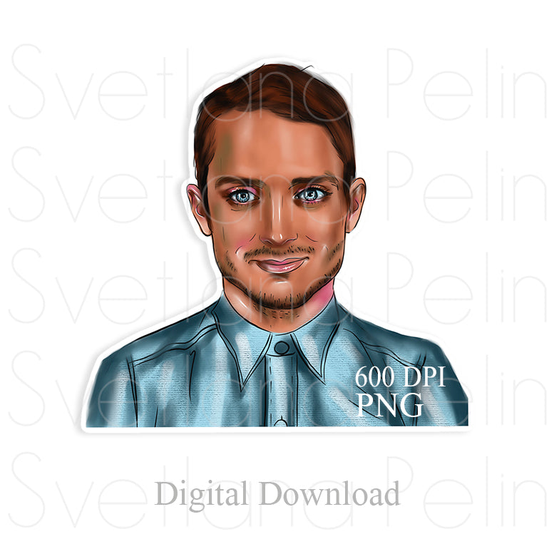 Elijah Wood, Digital Sticker, PNG, INSTANT Download