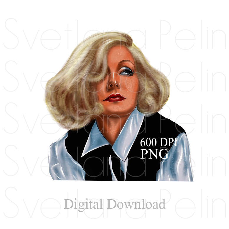 Greta Garbo, Digital STICKER, PNG, INSTANT Download