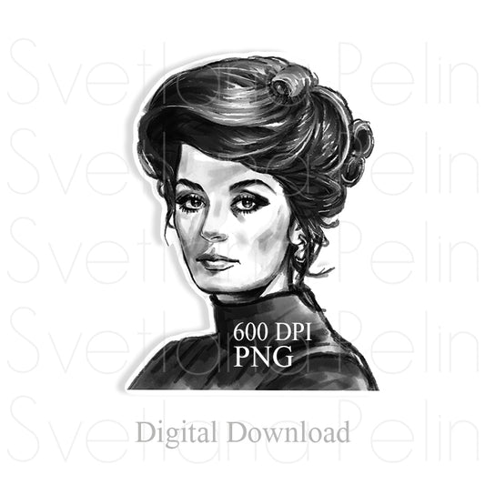 Anouk Aimée, Digital Sticker, PNG, INSTANT Download