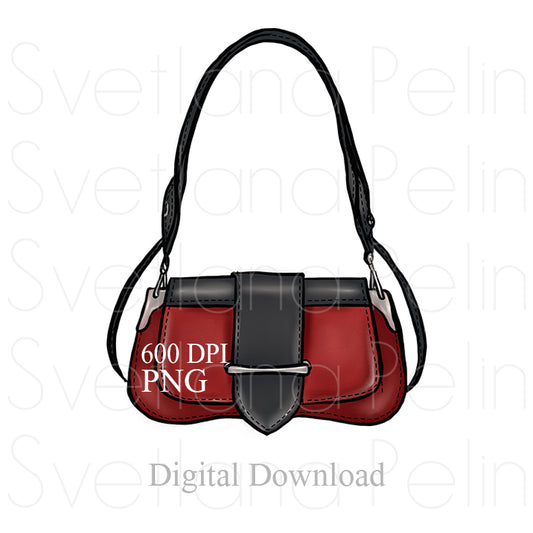 Red Handbag, Luxury Bag,Digital Sticker, PNG, INSTANT Download