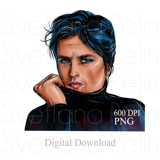 Alain Delon, Digital Sticker, PNG, INSTANT Download