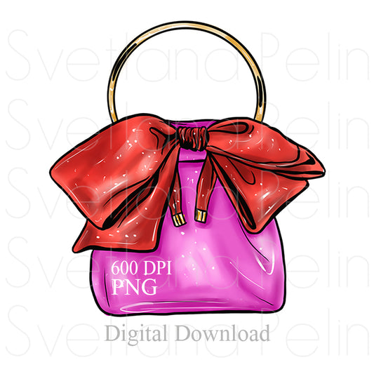 Pink Handbag, Luxury Bag, Digital Sticker, PNG, INSTANT Download