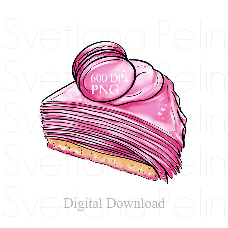 Pink Cake, Food Dessert,Digital Sticker, PNG, INSTANT Download