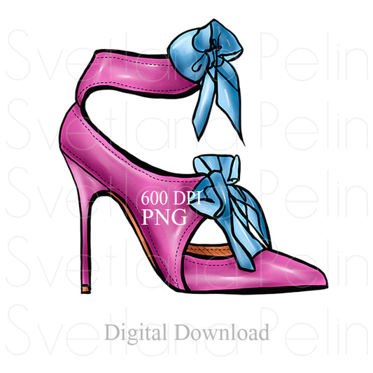 Pink Booties, Women's Shoes, Digital Sticker, PNG, INSTANT Download