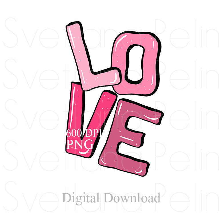 Love, Letters, Digital Sticker, PNG, INSTANT Download