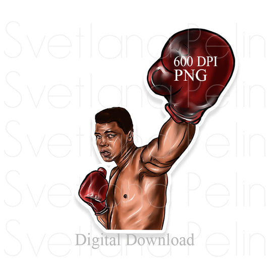 Muhammad Ali, Digital Sticker, PNG, INSTANT Download