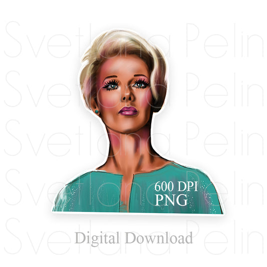 Tippi Hedren, Digital Sticker, PNG, INSTANT Download