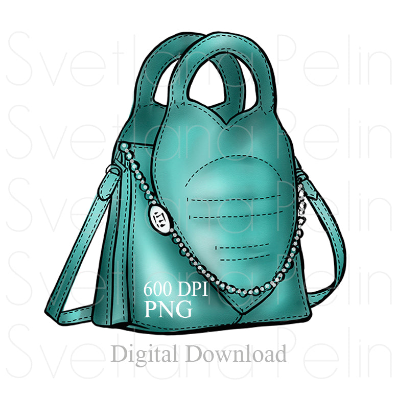 Green Handbag, Luxury Bag, Digital Sticker, PNG, INSTANT Download