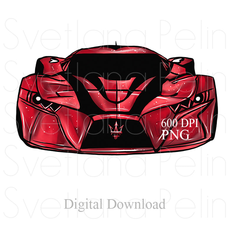 Red Luxury Car, Digital Sticker, PNG, INSTANT Download