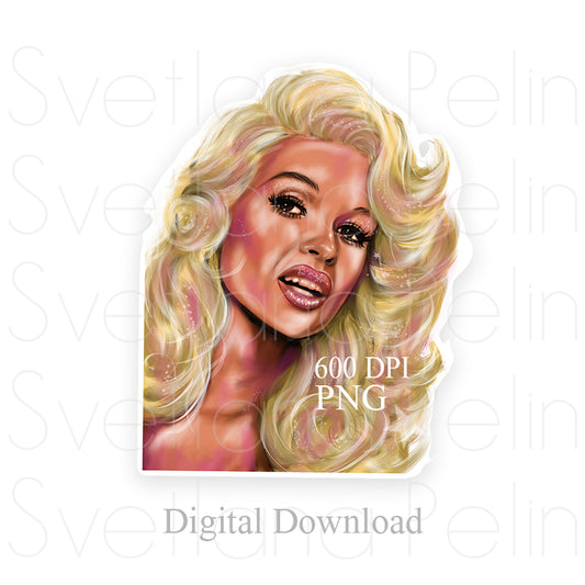 Jayne Mansfield, Digital Sticker, PNG, INSTANT Download