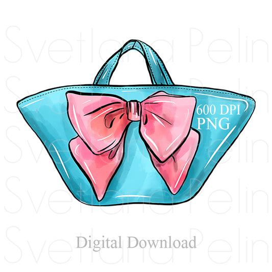 Blue Handbag, Luxury Bag, Digital Sticker, PNG, INSTANT Download