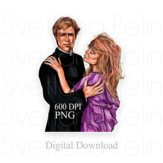 Richard Chamberlain, Rachel Ward, Digital Sticker, PNG, INSTANT Download