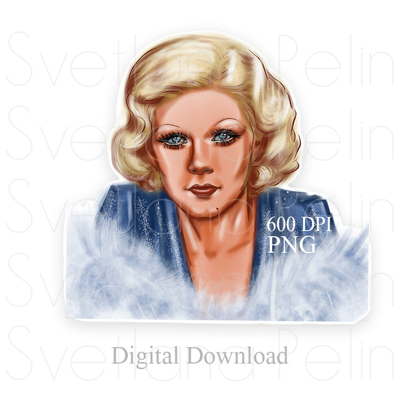 Jean Harlow, Digital Sticker, PNG, INSTANT Download