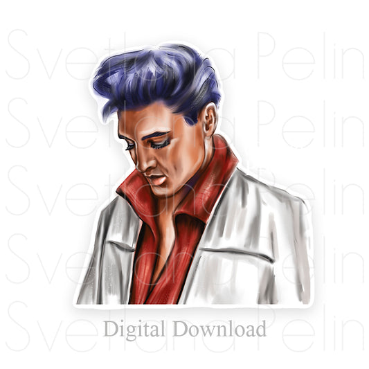 Elvis, Digital Sticker, PNG, INSTANT Download