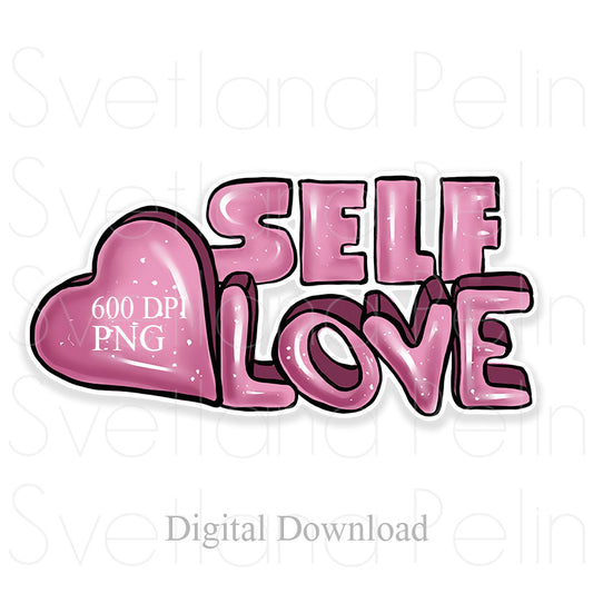 Self-Love, Letters, Digital Sticker, PNG, INSTANT Download