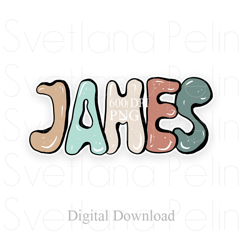 James, Boy Name, Digital Sticker, PNG, INSTANT Download