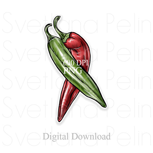 Chili peppers, Food, Digital Sticker, PNG, INSTANT Download